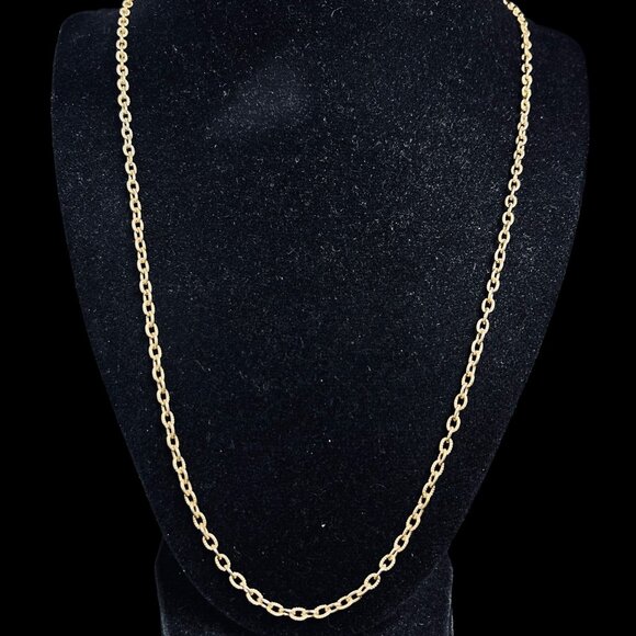 Vintage Textured Gold Tone Cable Chain Necklace (5360) - Picture 1 of 5